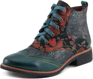 Spring Step L'Artiste Muggianahi Women's Oxford Bootie - Metallic Print, Textured Pin Dots, Fashion-Forward & Comfortable