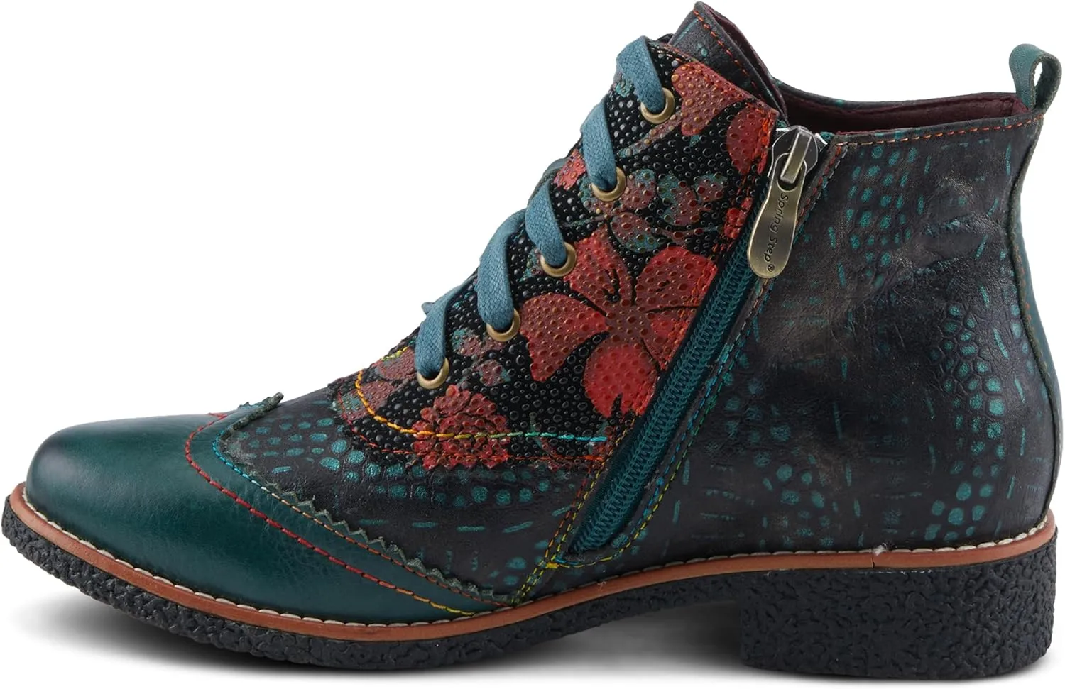 Spring Step L'Artiste Muggianahi Women's Oxford Bootie - Metallic Print, Textured Pin Dots, Fashion-Forward & Comfortable