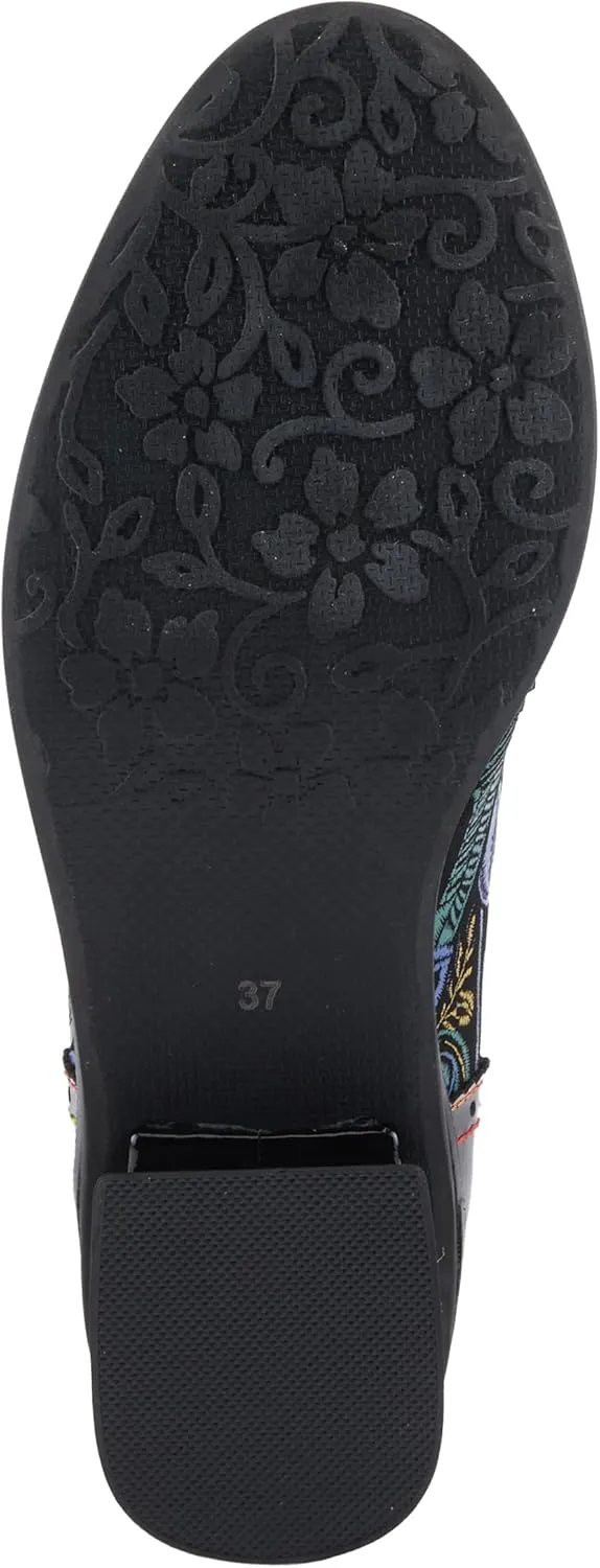 Spring Step L'Artiste Pradeep Women's Oxford Bootie - Glossy Patent Leather, Edgy Studs, Modern Flair