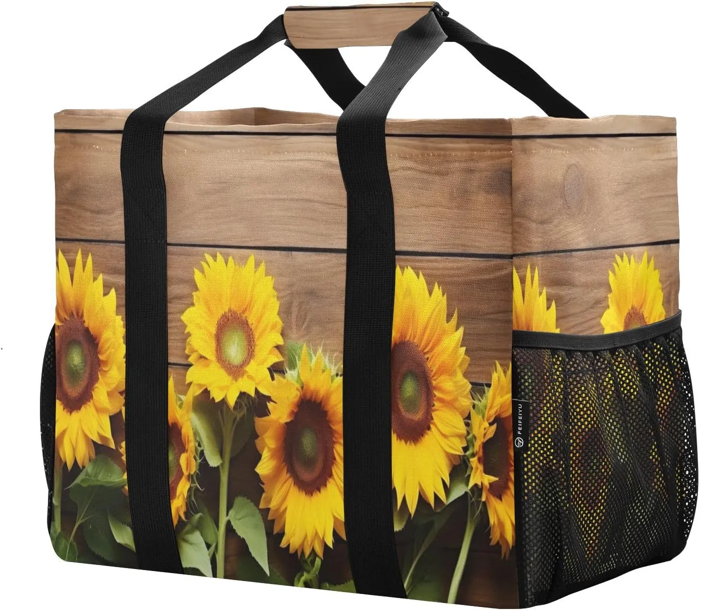 Sunflower Plank Foldable Travel Duffel Bag for Men Women Waterproof Weekender Overnight Carry On Tote Bag with Comfortable Handle Luggage Bag for Hospital Airplane Business Trips Sport