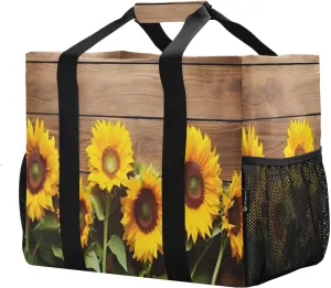 Sunflower Plank Foldable Travel Duffel Bag for Men Women Waterproof Weekender Overnight Carry On Tote Bag with Comfortable Handle Luggage Bag for Hospital Airplane Business Trips Sport