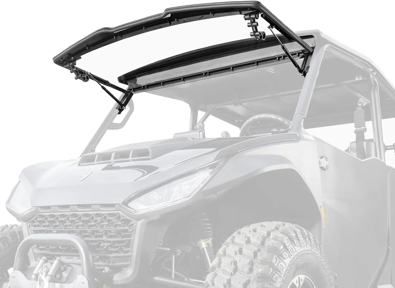 SuperATV Scratch Resistant 3-in-1 Flip Windshield for Segway Fugleman UT10 Crew Cab, Open, Vented Or Fully Closed, 1/4” Polycarbonate 250x Stronger than Glass, USA Made