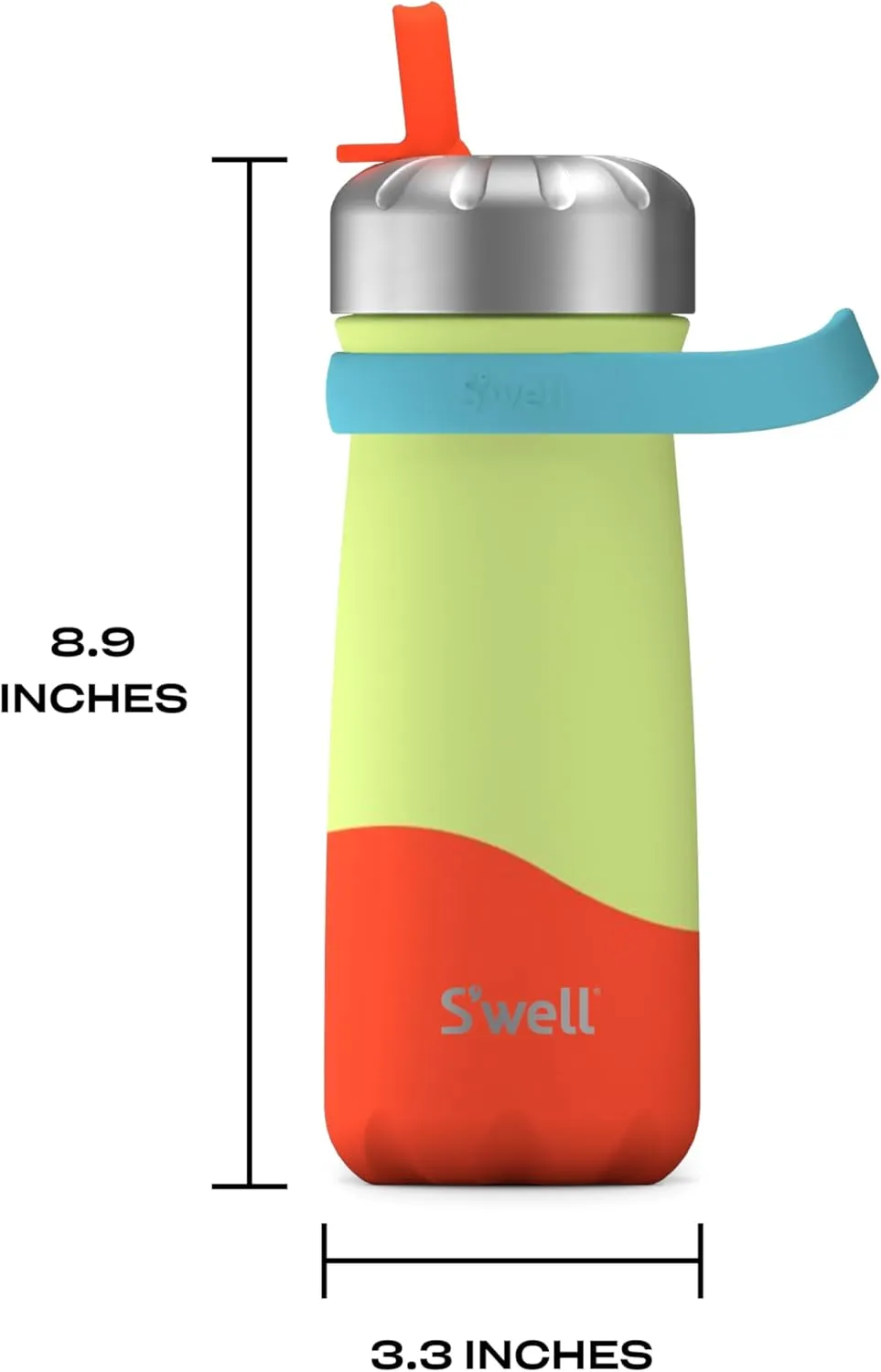S'well Stainless Steel Traveler with Flip Straw Lid, 16oz, Tropical Smoothie, Triple Layered Vacuum Insulated Containers Keeps Drinks Cold for 24 Hours, BPA Free, Easy Carrying On the Go