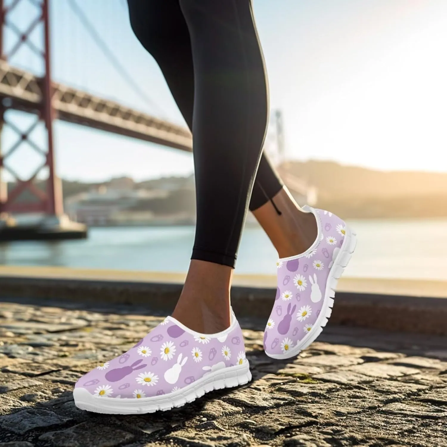 SYtrade Women's Art Sneaker Slip On Novelty Walking Loafer White Sole