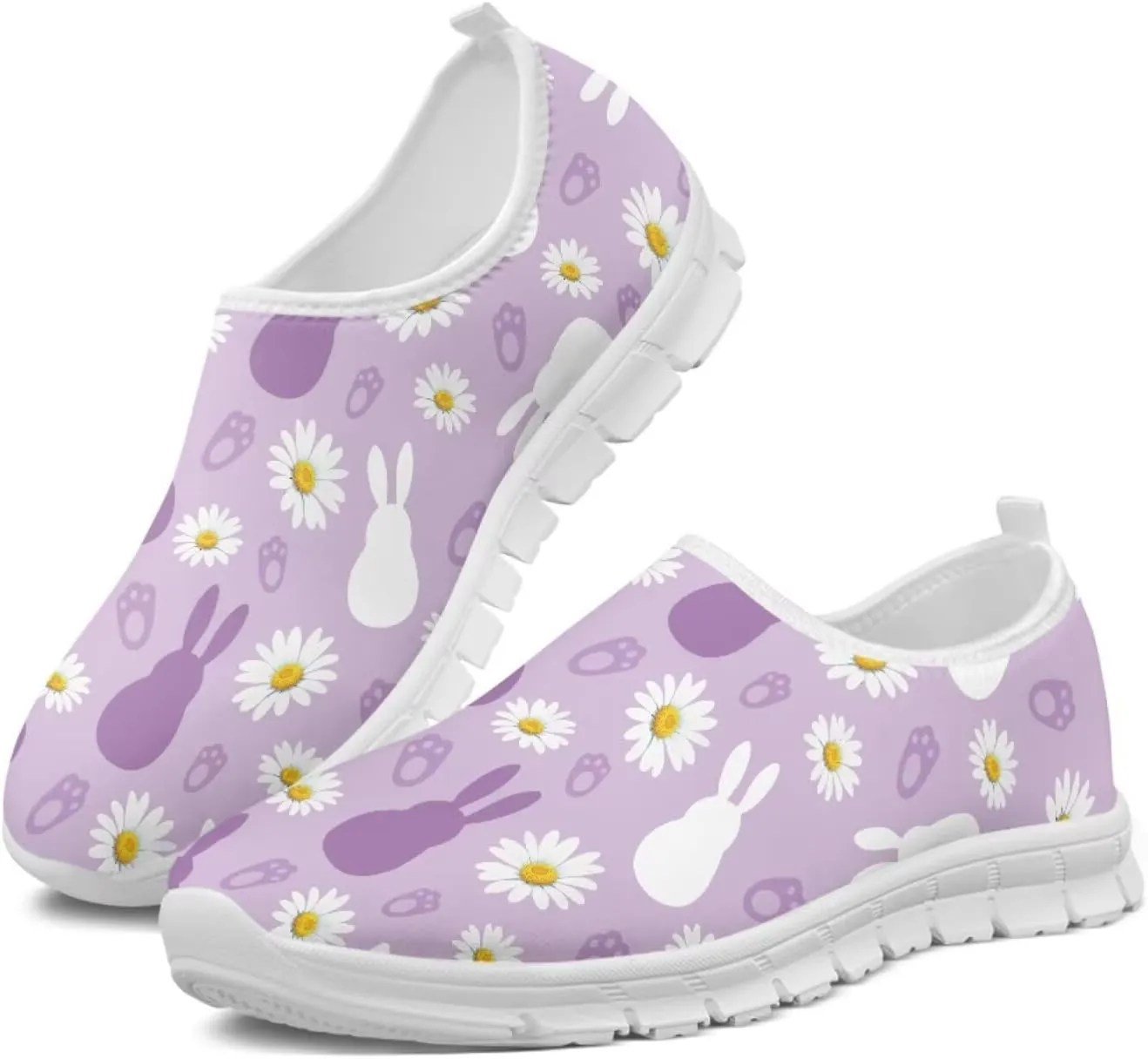 SYtrade Women's Art Sneaker Slip On Novelty Walking Loafer White Sole