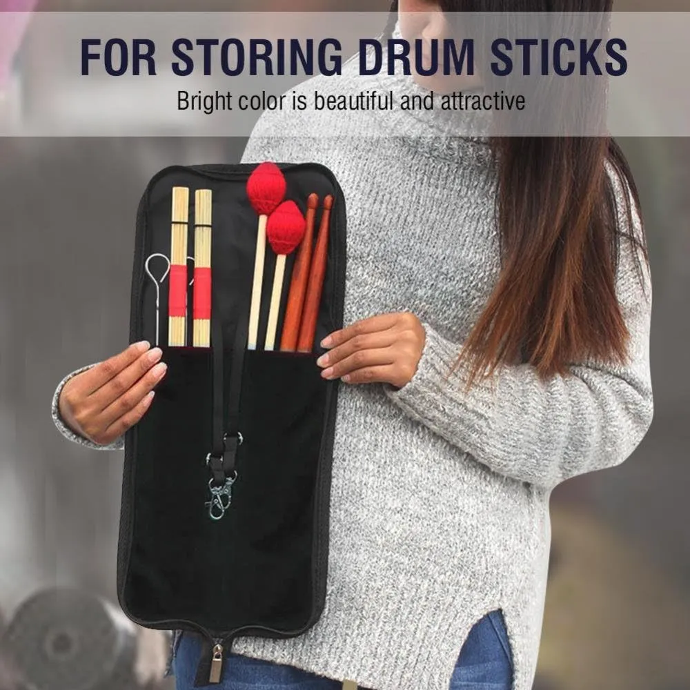 Tbest Drum Stick Holders,IRIN Drum Stick Storage Hanging Bag Drumstick Portable Handbag with Handle 5 Colors Available (Black/Red/Green/Blue/)(Black) Drumstick Case Drum Stick Bag