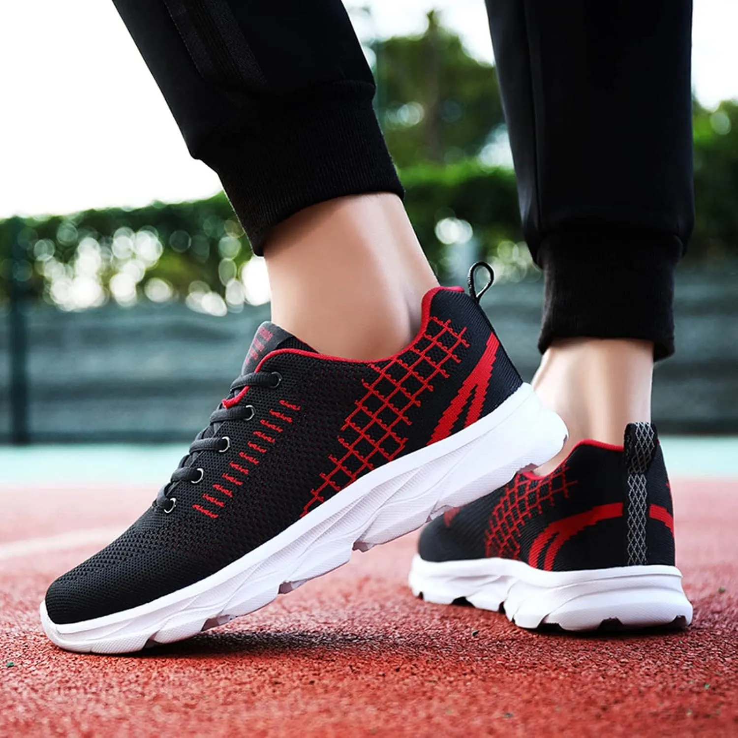 Tennis Shoes Womens Lightweight Comfortable Lace up Womens Running Shoes Breathable Men's Casual Shoes Black Sneakers Steel Toe Tennis Shoe Cross Trainer Shoe