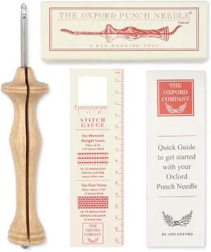 The Oxford Punch Needle #9 (3/8 inch Loop) Fine Point Punch Needle | Patented Design | Ergonomic Natural Wood Handle | Electropolished Steel Tip | Ideal for Rug Hooking