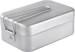 Titanium Bento Camping Lunch Box Mess Kit 1200ml with Airtight Lid Seal and Cover Foldable Handle for Heating on Fire Camp Backpacking Container for Outdoor Camping Hiking Picnic Daily Use