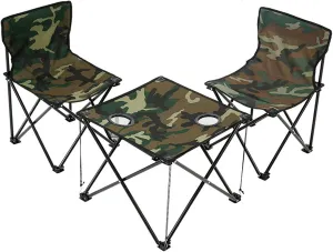 Topyond Outdoor Portable Folding Table and Chairs, Oxford Fabric Stable Table and Chairs Set, Backpack Picnic Fishing Table and Chairs