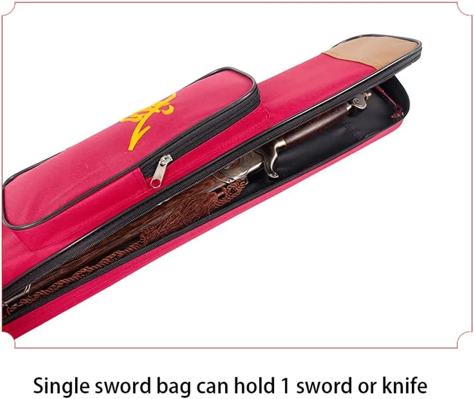 TOTITION Taichi Sword Carrying Bag,Oxford Cloth Sword Case,Chinese Kung Fu Sword Bag Single and Double Layer Sword Carrying Case Martial Arts Weapons Case Sword Shoulder Bag-Red-Single||100cm
