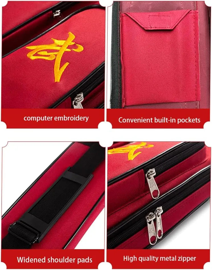 TOTITION Taichi Sword Carrying Bag,Oxford Cloth Sword Case,Chinese Kung Fu Sword Bag Single and Double Layer Sword Carrying Case Martial Arts Weapons Case Sword Shoulder Bag-Red-Single||100cm