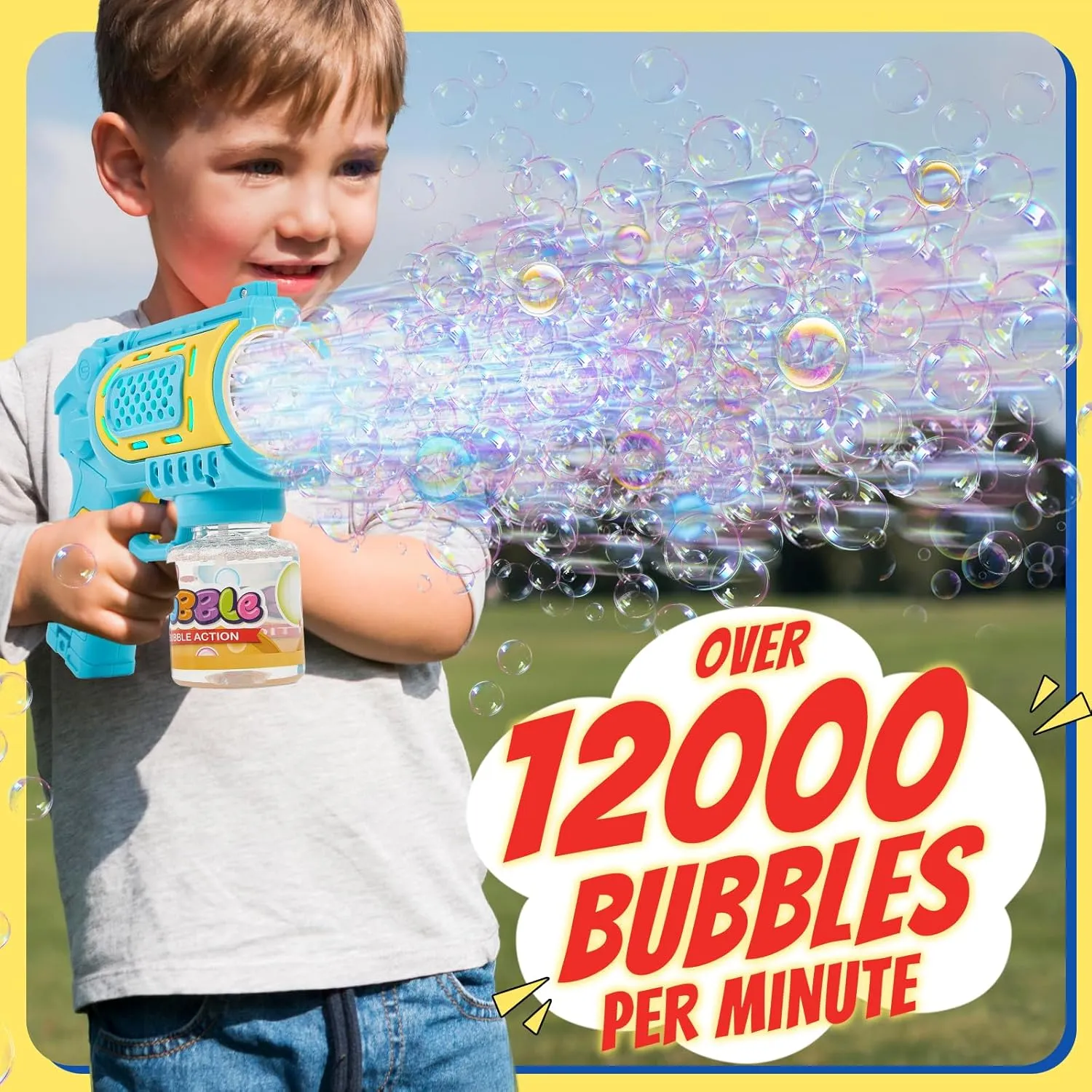 Toys for 3-8 Year Old Boys Girls: Bubble Guns with Bubble Solution 2 Pack, Bubbles Machine Blaster Blower Maker, Outdoor Toys for Kids Toddlers, Birthday Gifts for Ages 3 4 5 6 7 8 Year Old