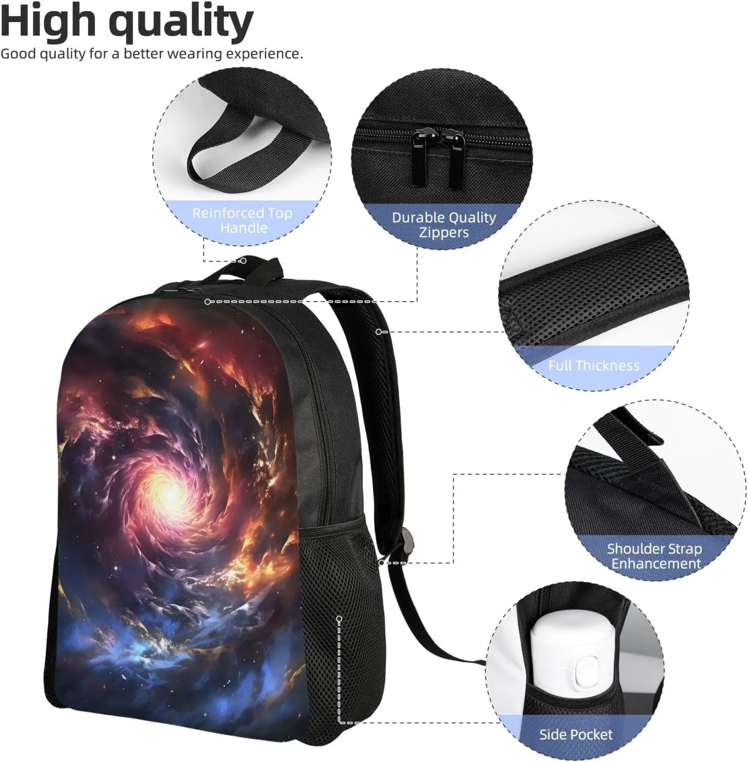 Travel Backpack for Women Men Carry On Backpack Cosmic Storm Laptop Backpack 17 Inch Lightweight Casual Daypack