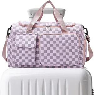 Travel Bag,Large Capacity Duffel Pack | Waterproof Plaid Travel Bag with Shoe Compartment for Camping Swimming Beach Swim Pool Sports Gym