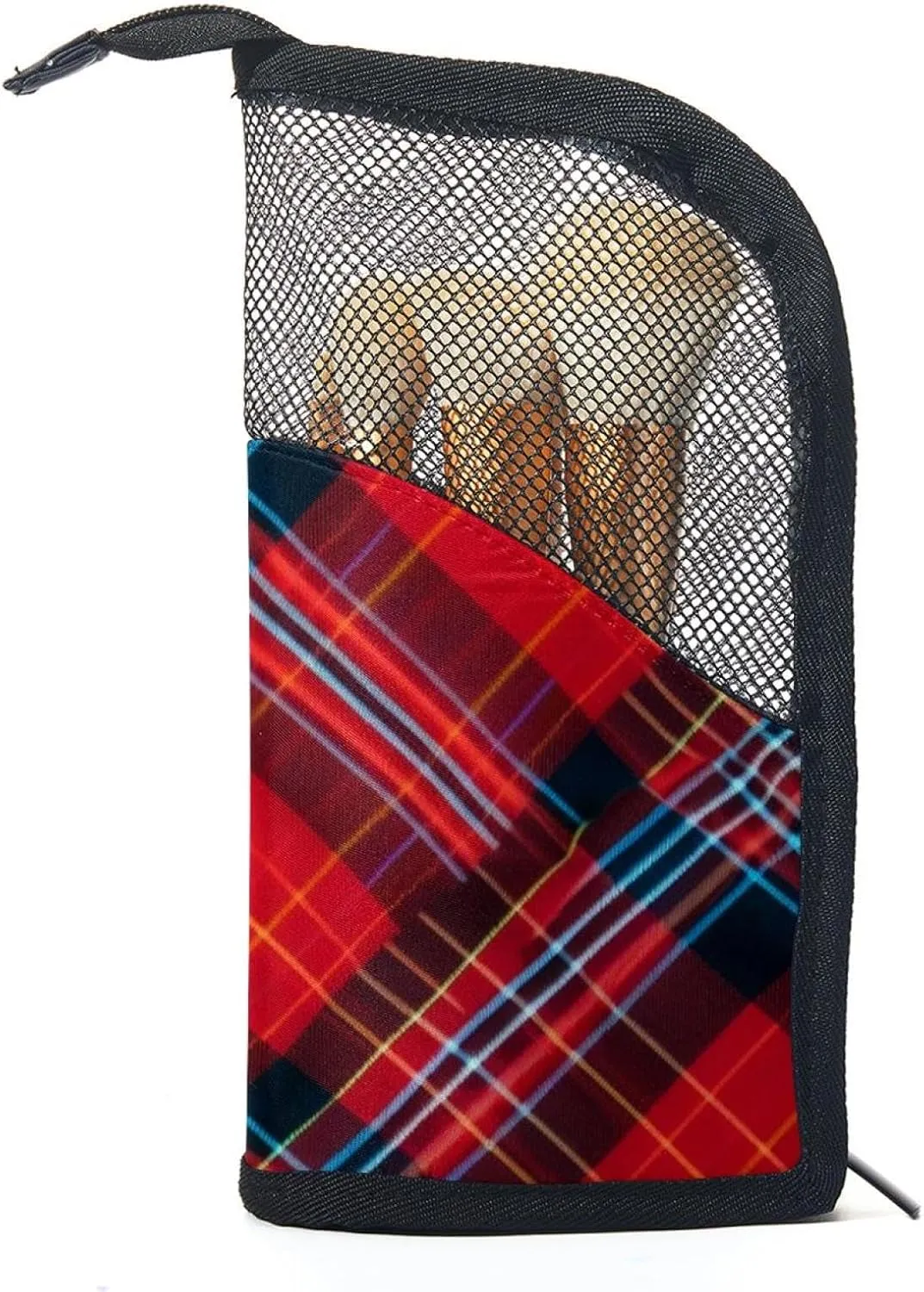 Travel Toiletry Bag,Small Makeup Bag,Classic Stripe Red Plaid,Make up Bags for Women