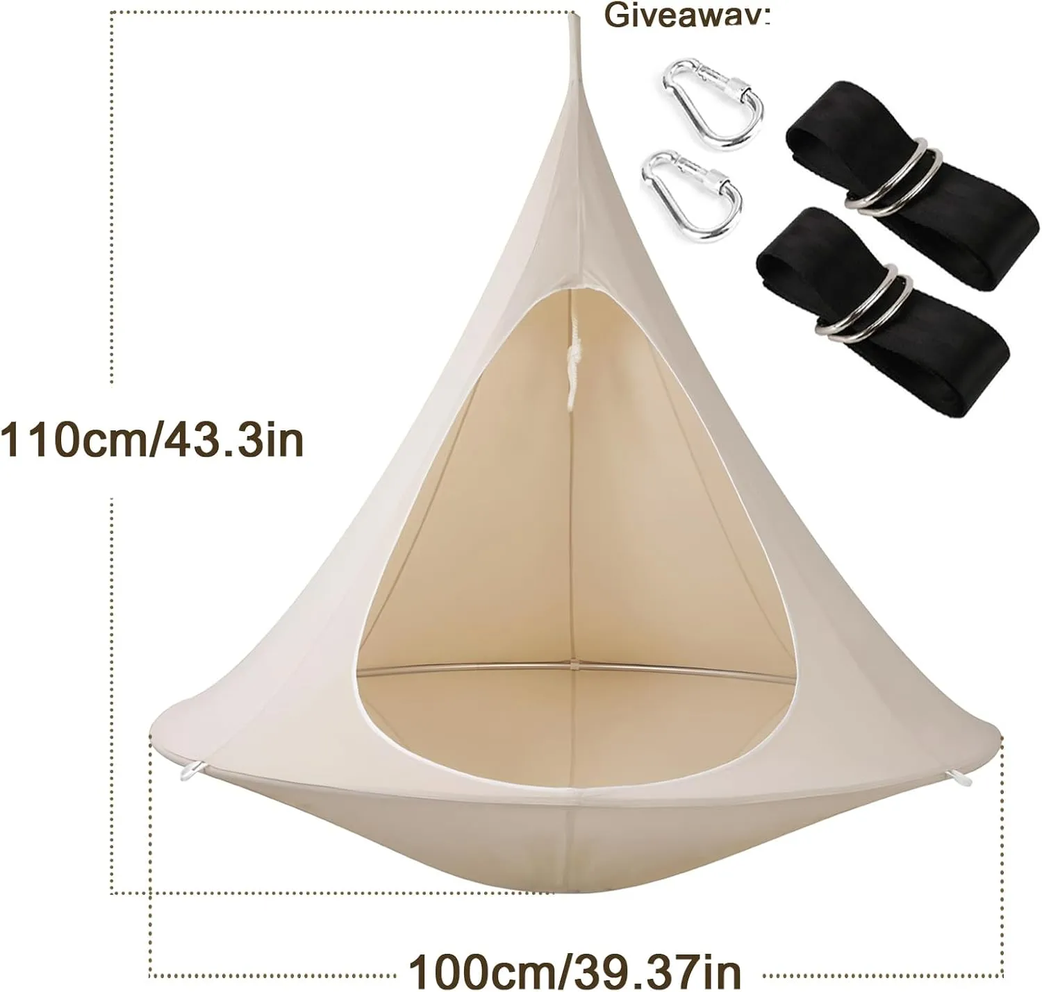 Tree Swing for Adults Kids - Outdoor Hammock Chair Weight Capacity 220-440lbs - Hammock Swing Chair Indoor Swing with Straps and Buckle Hanging Kit,Orange,1 * 1.1m/39 * 43in