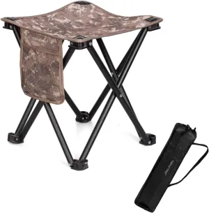 TRIPLE TREE 1 Pack Camping Stool, 13.8 Inch Camouflage Portable Folding Stool for Outdoor Walking Hiking Fishing 400 LBS Capacity with Carry Bag