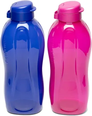 Tupperware 2 x Aquasafe 2 Litre Plastic Bottles with Flip Top