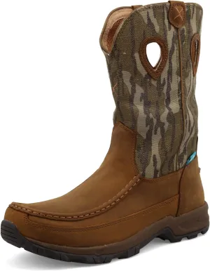Twisted X Men's 11" Pull On Hiker Boot, Moc Toe with CellSole, Mossy Oak Bottomland Camo & Distressed Saddle, 13 M