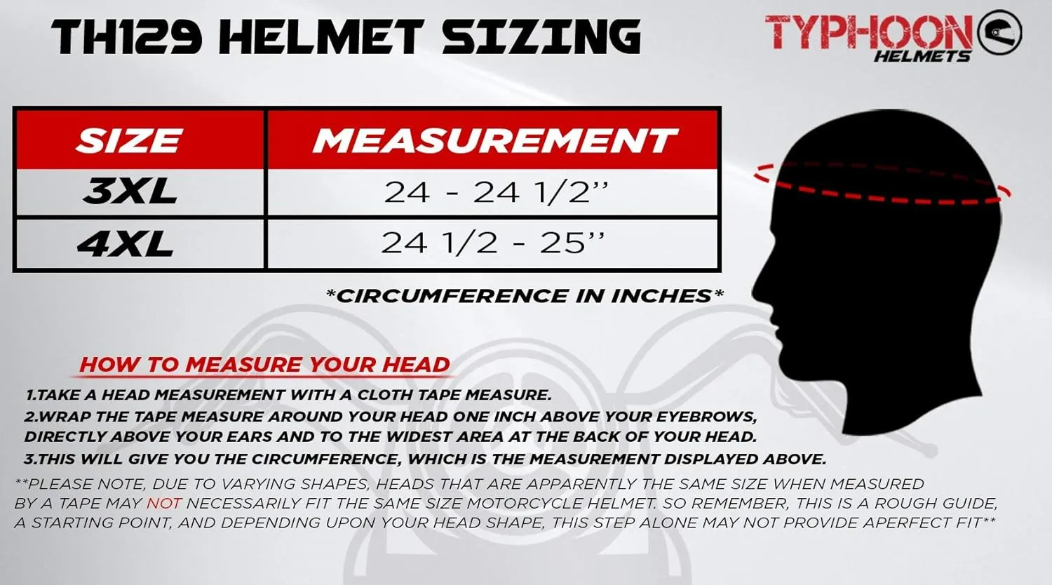 Typhoon Adult Full Face Motorcycle Helmet 3XL & 4XL DOT Certified