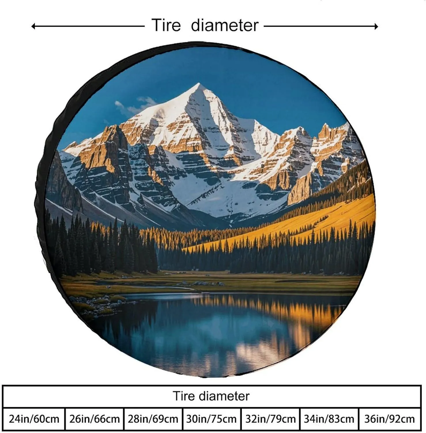 Universal Spare Tire Cover Waterproof Car Wheel Cover 26"-32" Rocky Mountain Range Wheel Protector for RV, Truck, SUV, Honda CR-V, Jeep, Toyota RAV4 (Sun & Weather Resistant) 36inch