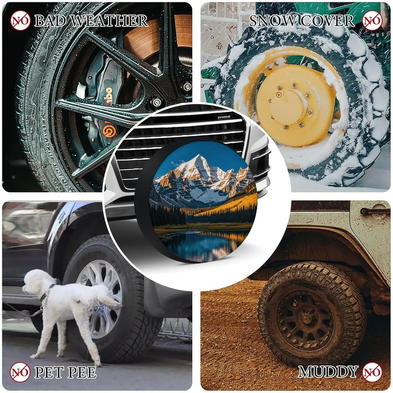 Universal Spare Tire Cover Waterproof Car Wheel Cover 26"-32" Rocky Mountain Range Wheel Protector for RV, Truck, SUV, Honda CR-V, Jeep, Toyota RAV4 (Sun & Weather Resistant) 36inch