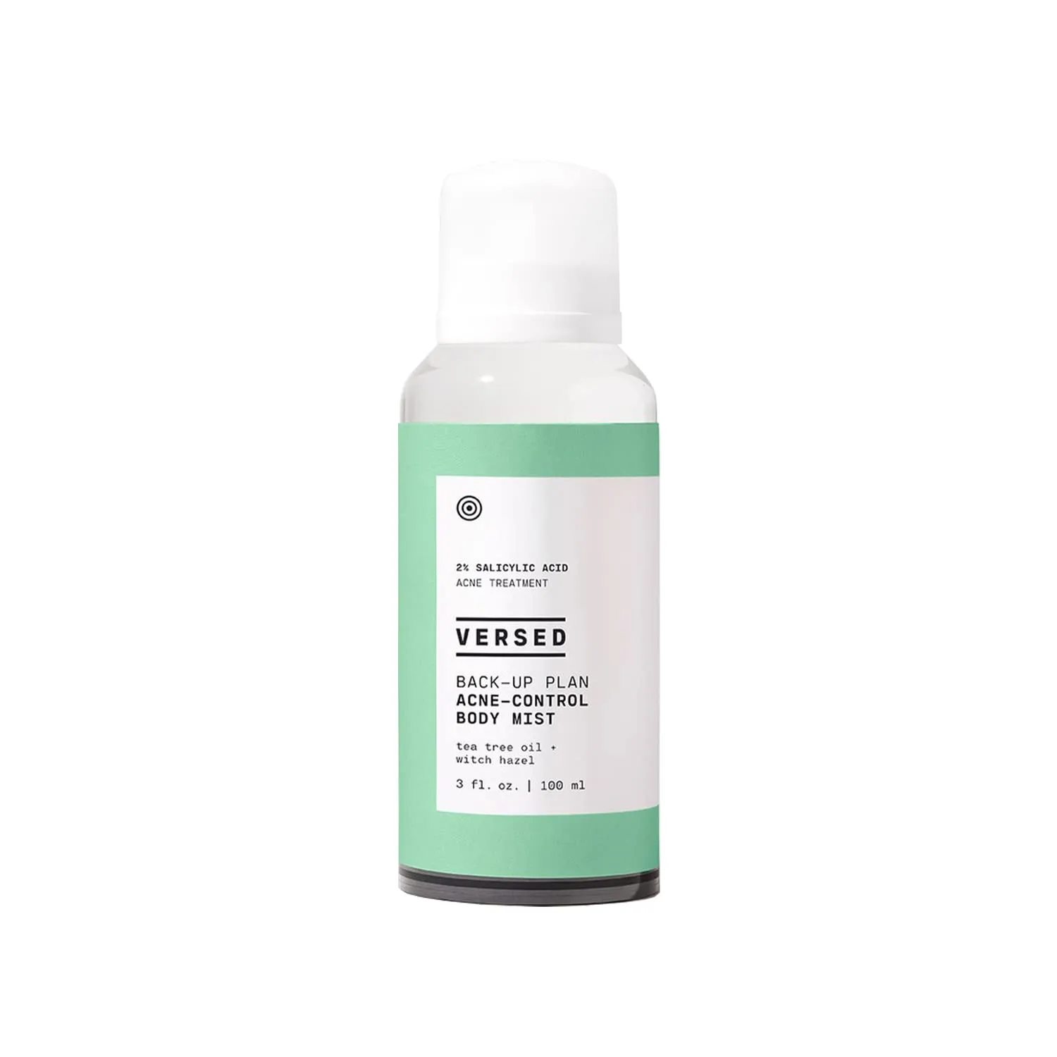 Versed Back-Up Acne Control Body Mist - All Over Blemish Spot Treatment   Salicylic Acid Spray with Tea Tree Oil & Witch Hazel - Oil Control   Redness Relief Acne Spray for Back & Body - Vegan (3 oz)