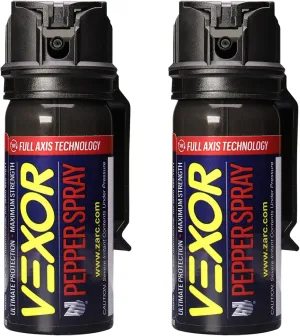 Vexor Pepper Spray Full Axis with Belt Clip for Self Defense — Maximum Police Strength, 20-Foot Range, Full Axis Capability, Flip Top Safety for Quick and Accurate Aim, Protection