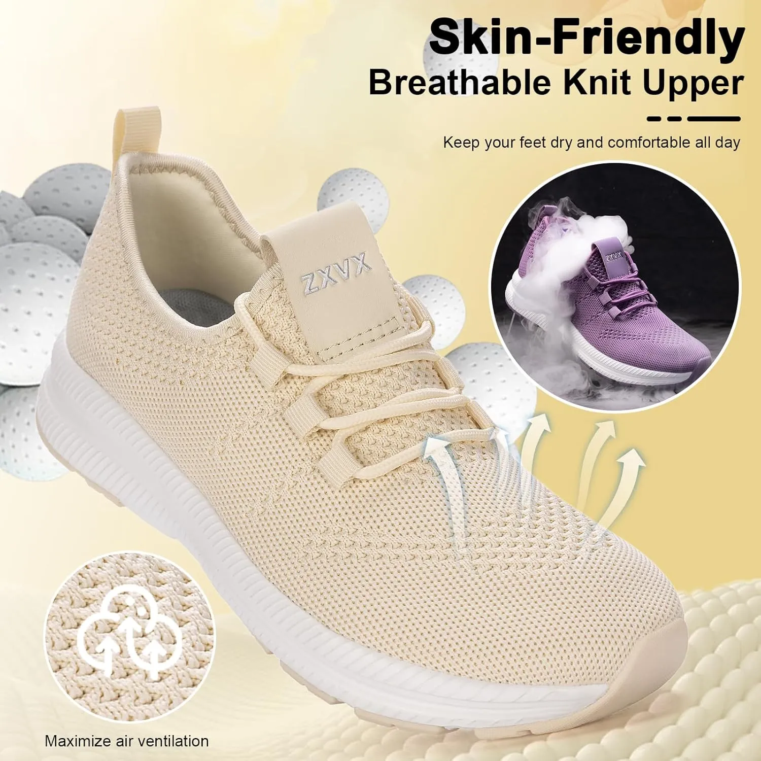 Wide Toe Box Shoes Women Non-Slip Wide Width Sneakers Ultra Light Extra Wide Road Running Shoes for Women Breathable Tennis Walking Gym Workout Trainer 5.5-11.5