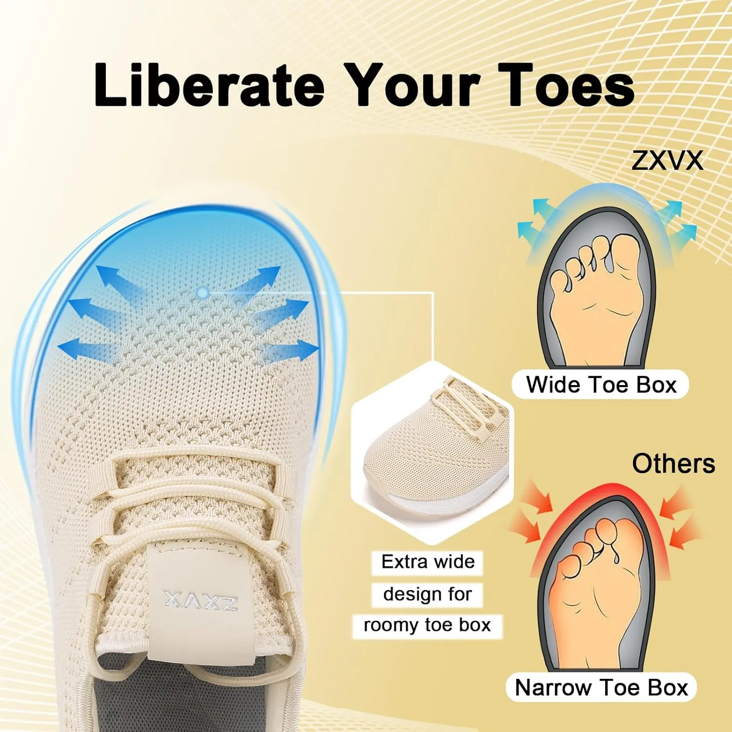 Wide Toe Box Shoes Women Non-Slip Wide Width Sneakers Ultra Light Extra Wide Road Running Shoes for Women Breathable Tennis Walking Gym Workout Trainer 5.5-11.5