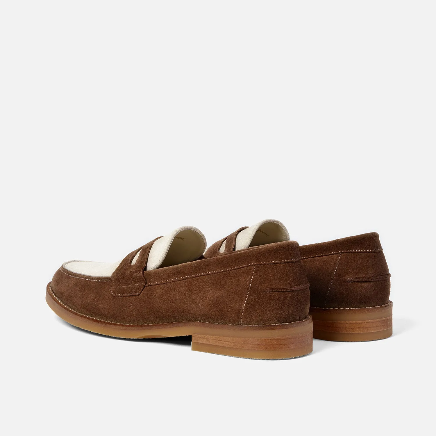 Wilde Chocolate   White Suede Penny Loafer - Men's