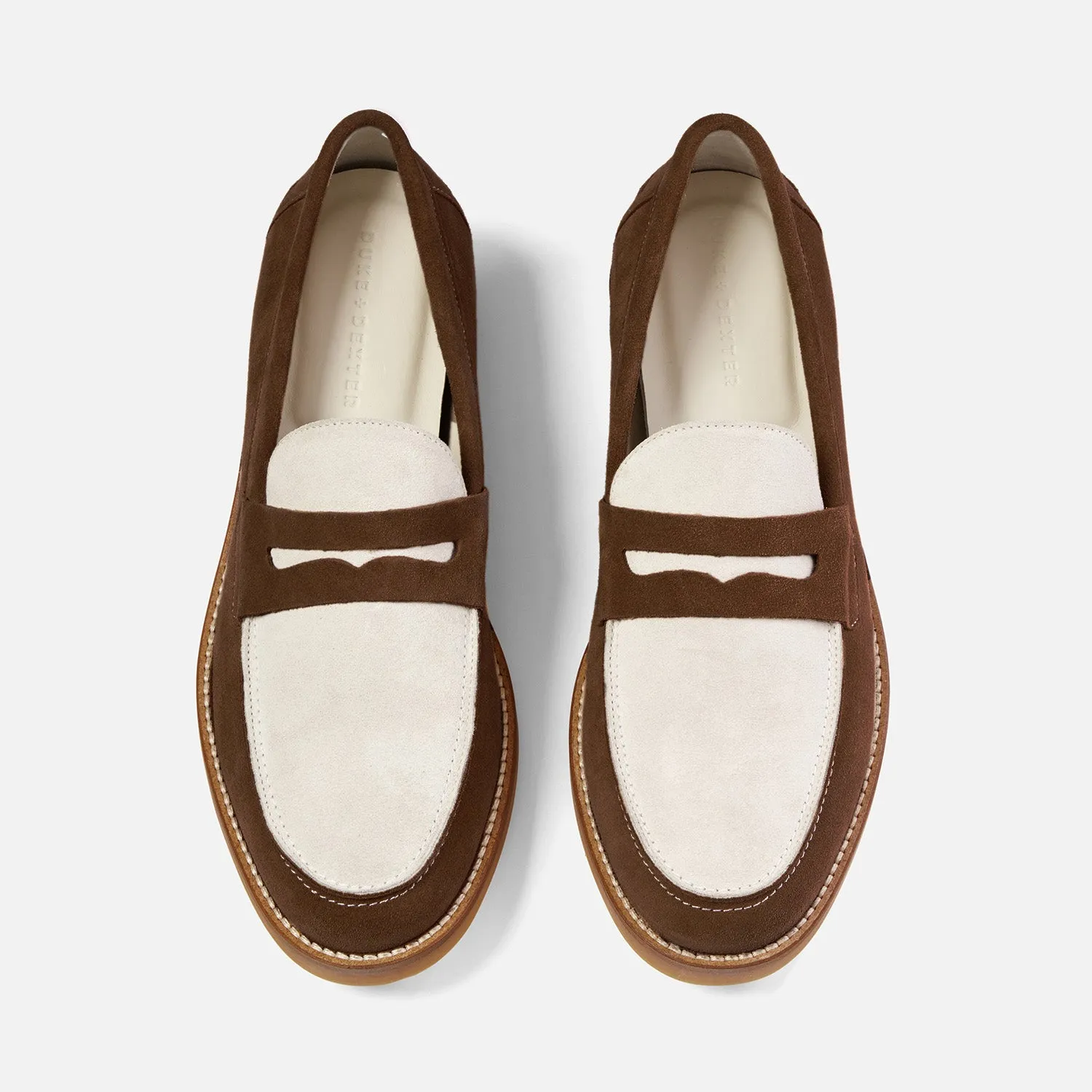 Wilde Chocolate   White Suede Penny Loafer - Men's