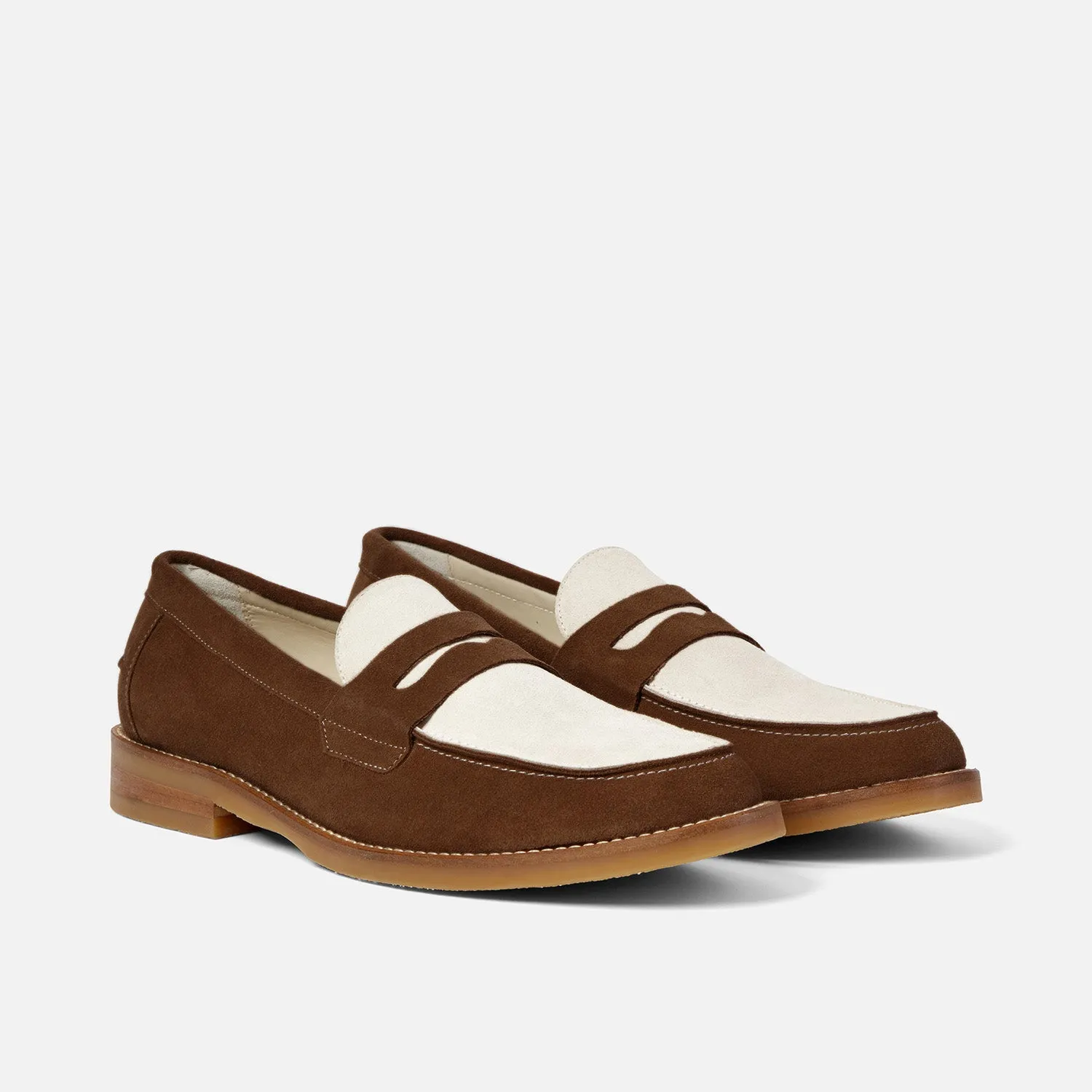 Wilde Chocolate   White Suede Penny Loafer - Men's