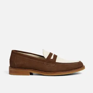 Wilde Chocolate   White Suede Penny Loafer - Men's