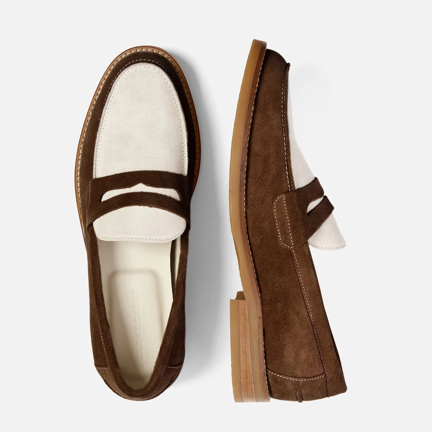 Wilde Chocolate   White Suede Penny Loafer - Men's