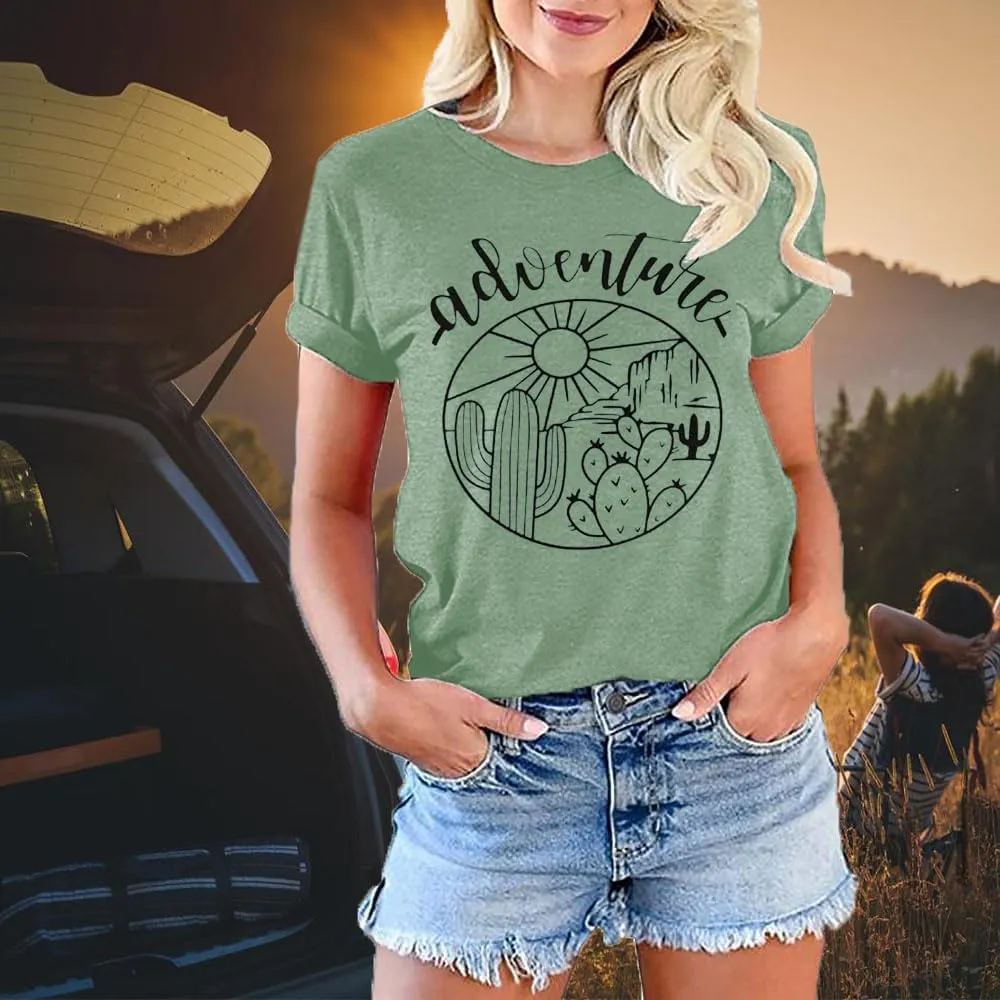 Women Mountain Adventure Workout Tanks Hiking Camping Graphic Athletic Sleeveless Funny Tee Tops