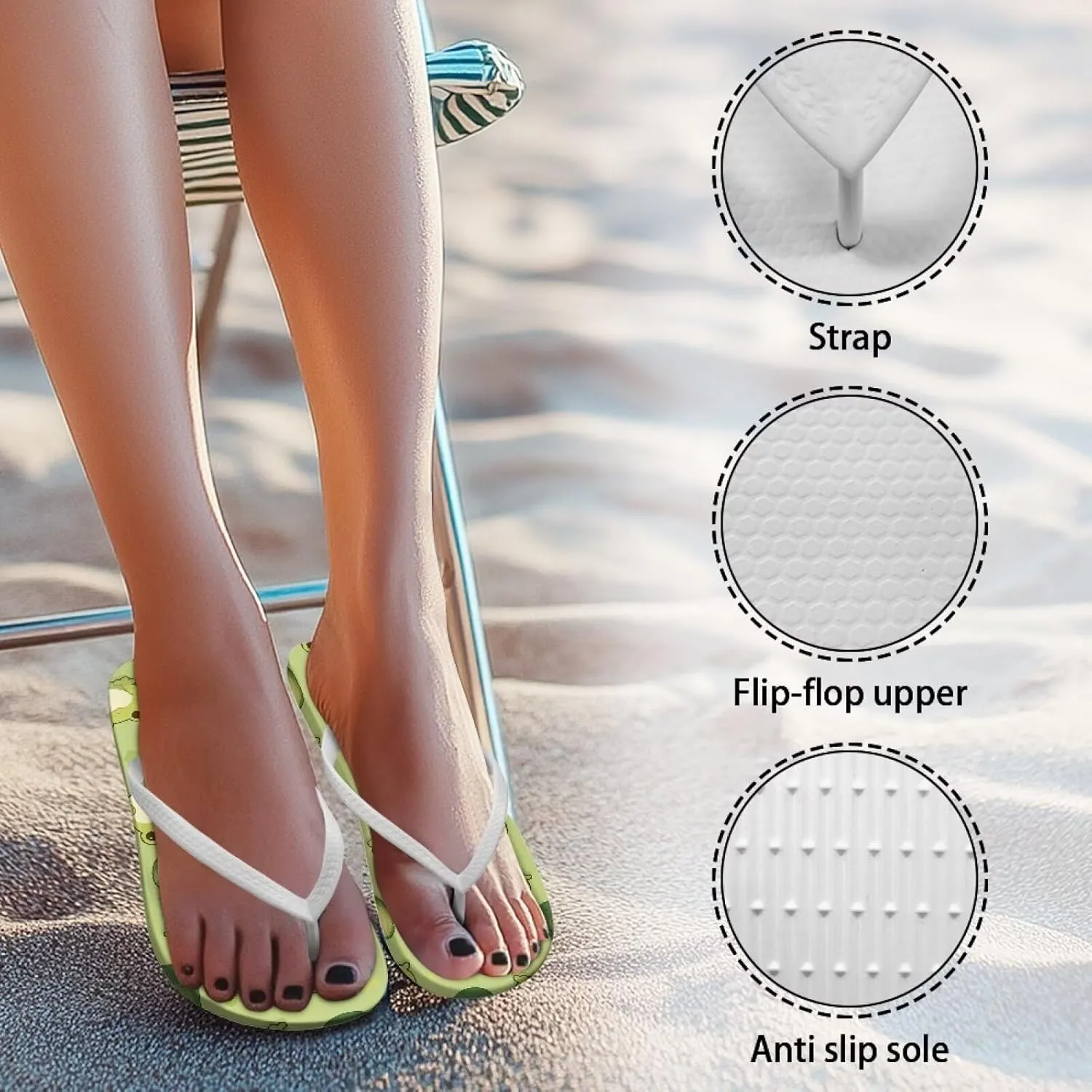 Women's Arch Support Flip Flops Fashion Lightweight Beach Slip on Thong Sandals Non-Slip Outdoor Slippers for Daily Size 5.5-9.5 White Sole