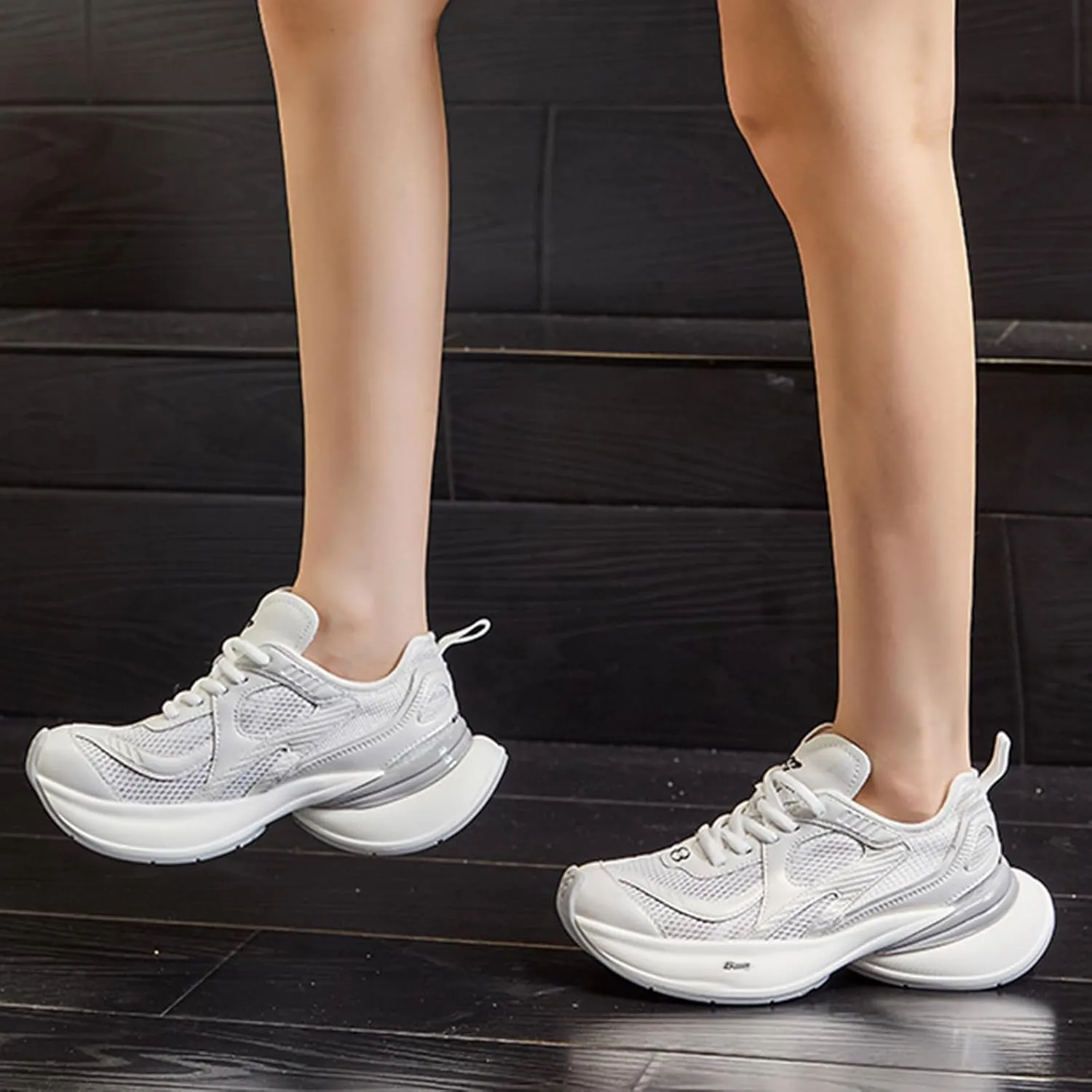 Women's Fashion Sneakers White Thick Bottom Trainers Casual Breathable Comfortable Lace Up Platform Cool Shoes Women's Chunky Heel Oxford Shoes
