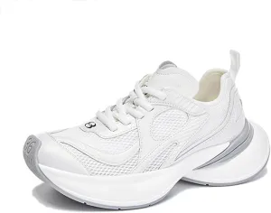 Women's Fashion Sneakers White Thick Bottom Trainers Casual Breathable Comfortable Lace Up Platform Cool Shoes Women's Chunky Heel Oxford Shoes