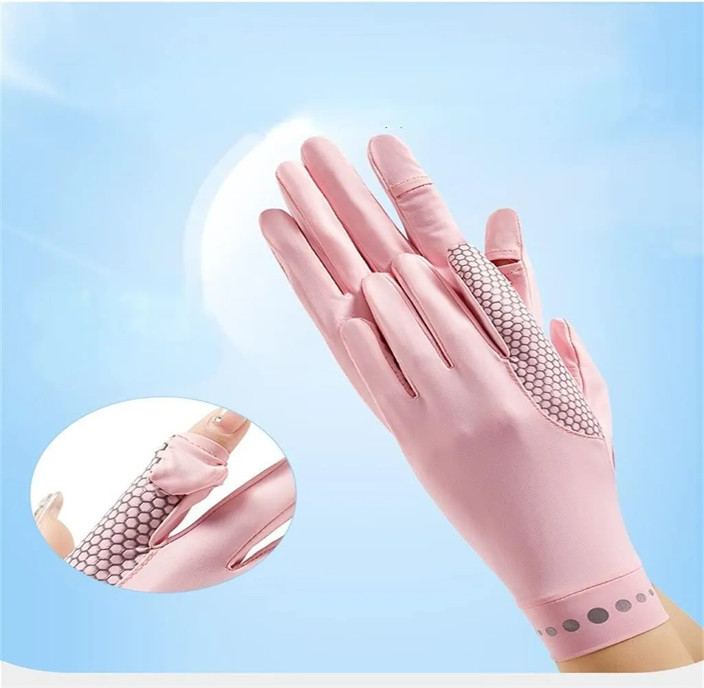 Women's Gloves Spring and Outdoor Riding Breathable Hand Guard Ice Silk Dew Finger Coolness