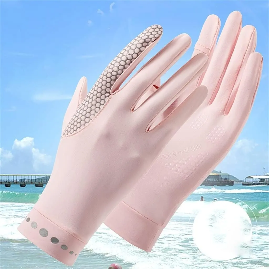 Women's Gloves Spring and Outdoor Riding Breathable Hand Guard Ice Silk Dew Finger Coolness