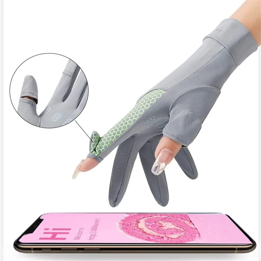 Women's Gloves Spring and Outdoor Riding Breathable Hand Guard Ice Silk Dew Finger Coolness