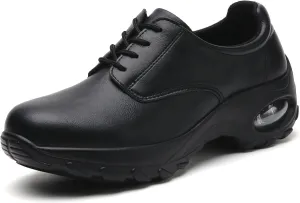 Womens Lightweight Nursing Shoes Slip Resistant Faux Leather Lace Up Comfortable Oxford Work Shoes