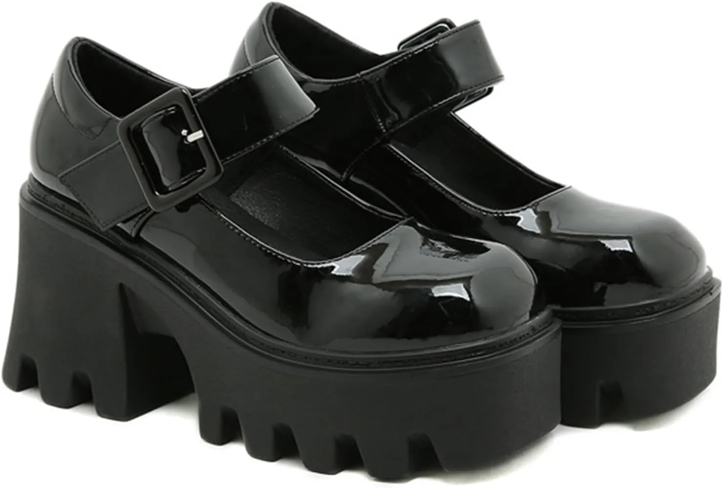 Women's Lolita Platform Mary Janes Shoes Lug Sole Gothic Chunky Heel Uniform Pumps with Ankle Strap