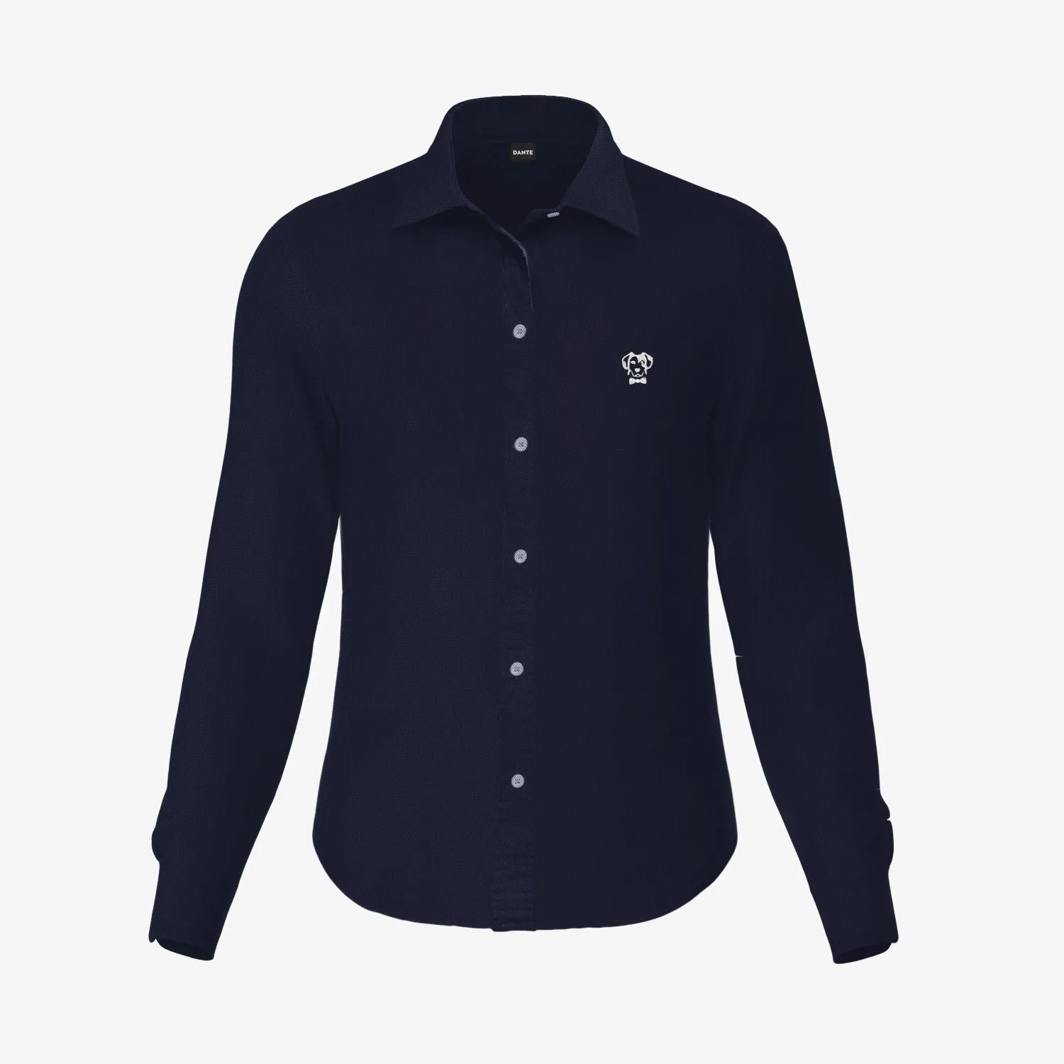 Women's Navy Blue Oxford Stain-Resistant Shirt