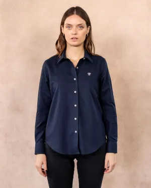 Women's Navy Blue Oxford Stain-Resistant Shirt