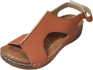 Womens Orthopedic Sandals Summer Color Block Arch Support Shoes Open Toe Ankle Strap Hook and Loop Platforms Comfortable Dress Shoes Damping Sole Lightweight Wedge Sandals Casual Walking Sandal