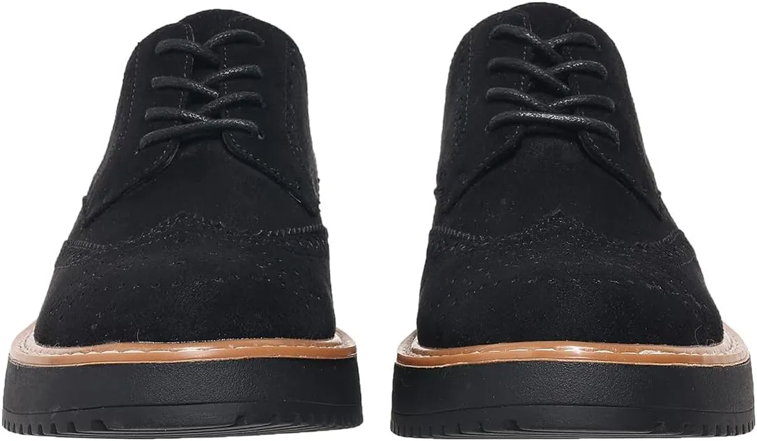 Women's Oxfords Classic Lace Up Vintage Round Toe Platform Casual Wingtip Brogues Low Heel Dress Shoes