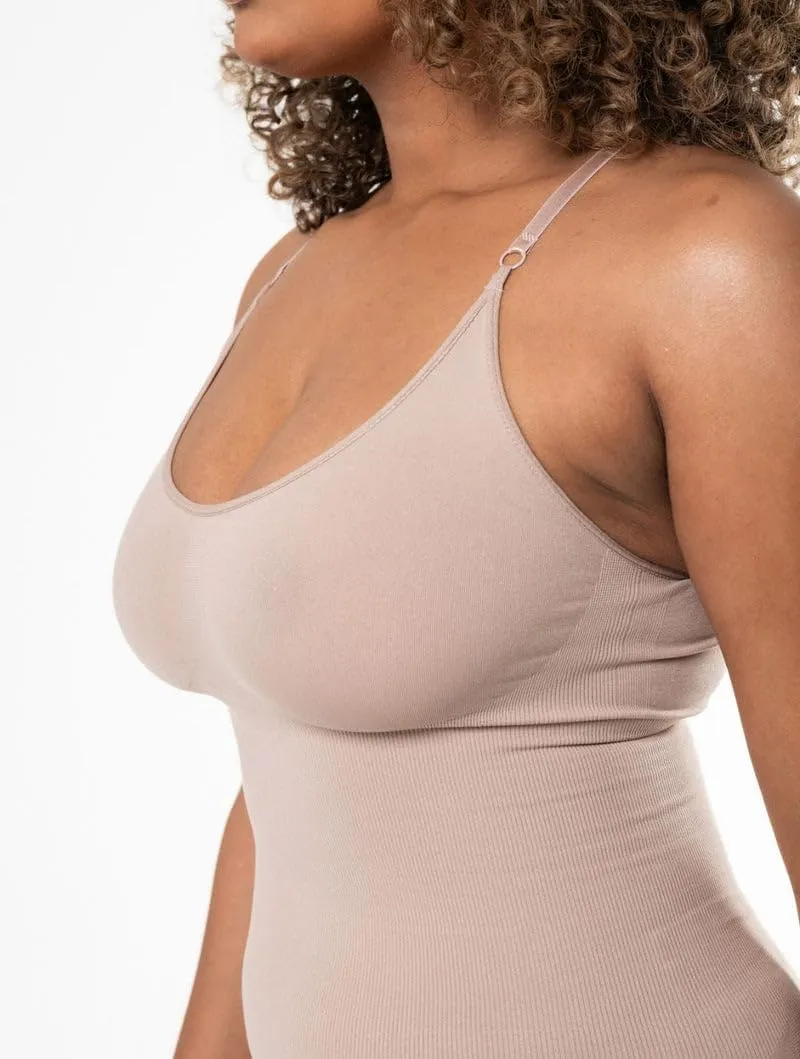 Women's Seamless Tummy Control Waist Trainer Bodysuit - Full-Body Sculpting Shapewear with Round Neck